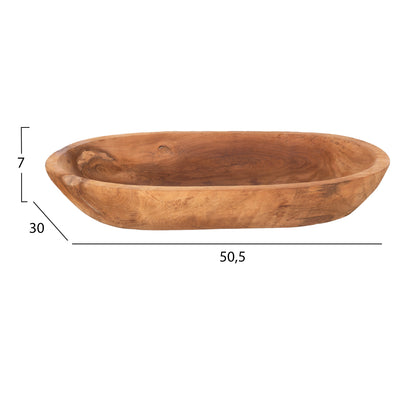 Table Decor Hm4294 Oval Bowl Recycled Teak In Natural Color 55x30x7hcm.