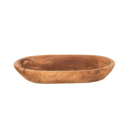 Table Decor Hm4294 Oval Bowl Recycled Teak In Natural Color 55x30x7hcm.