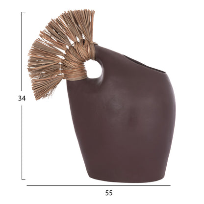 Table Decorative Vase Alica2 Hm4671.07 Terracota In Chocolate & Grass--44x18x50hcm.