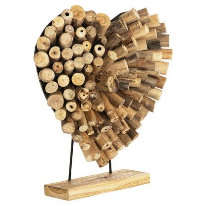 Table Decoration Shinzo Hm7910 Heart Shape Teak Branch Wood In Natural Color 53x5x51hcm.cm.