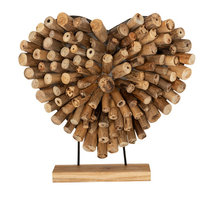 Table Decoration Shinzo Hm7910 Heart Shape Teak Branch Wood In Natural Color 53x5x51hcm.cm.