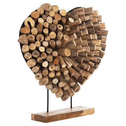 Table Decoration Shinzo Hm7911 Heart Shape Teak Branch Wood In Natural Color 57x5x56hcm.