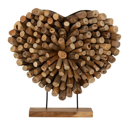 Table Decoration Shinzo Hm7911 Heart Shape Teak Branch Wood In Natural Color 57x5x56hcm.