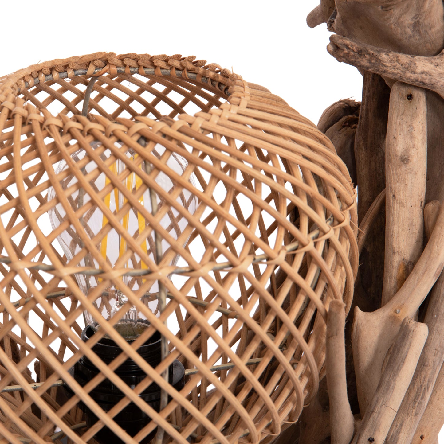 Decorative Table Lamp Ashin Hm4438 Driftwood & Rattan 30x30x49hcm.