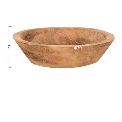 Table Decor Bowl Hm4295 Round Recycled Teak Wood In Natural Φ30x7h Cm.
