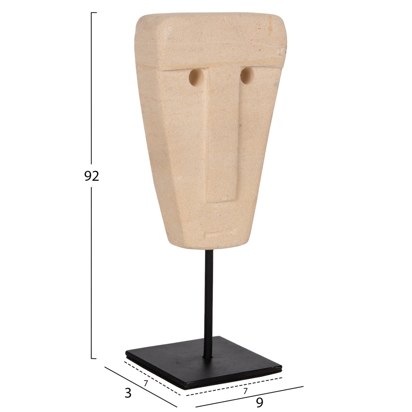 Table Decor Hm4312 Face Made Of Paras Stone-black Metal Stand 9x3x22hcm.