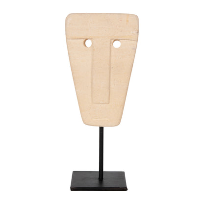 Table Decor Hm4312 Face Made Of Paras Stone-black Metal Stand 9x3x22hcm.