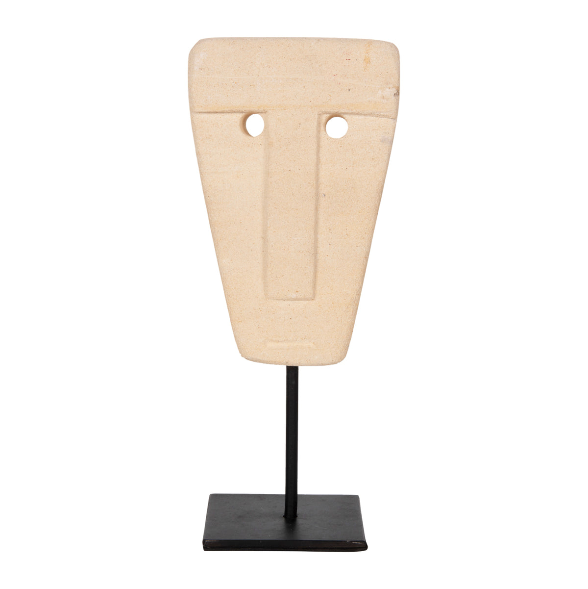 Table Decor Hm4312 Face Made Of Paras Stone-black Metal Stand 9x3x22hcm.