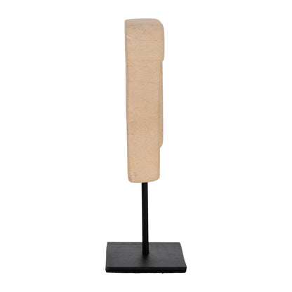 Table Decor Hm4312 Face Made Of Paras Stone-black Metal Stand 9x3x22hcm.