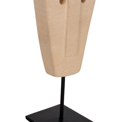 Table Decor Hm4312 Face Made Of Paras Stone-black Metal Stand 9x3x22hcm.