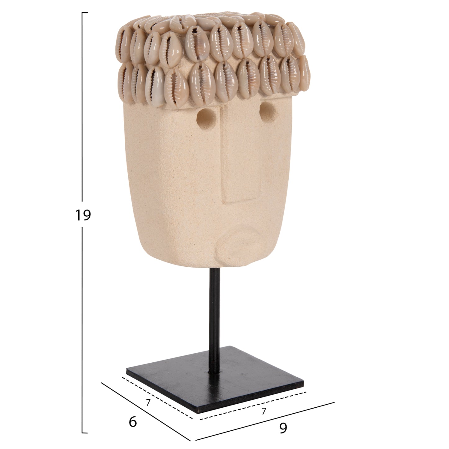 Table Decor Face Hm4313 Paras Stone In Black Metal Stand 9x6x19hcm.