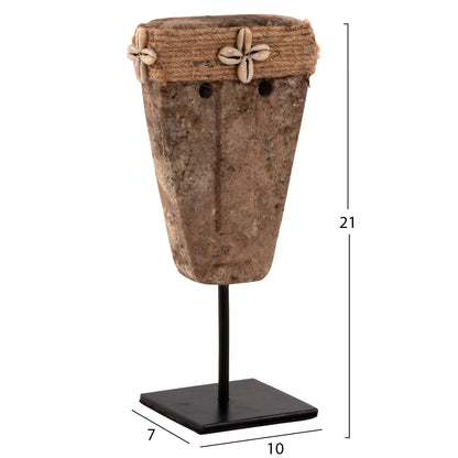 Table Decor Face Hm4315 Paras Stone In Black Metal Stand 7x10x7x21h Cm.