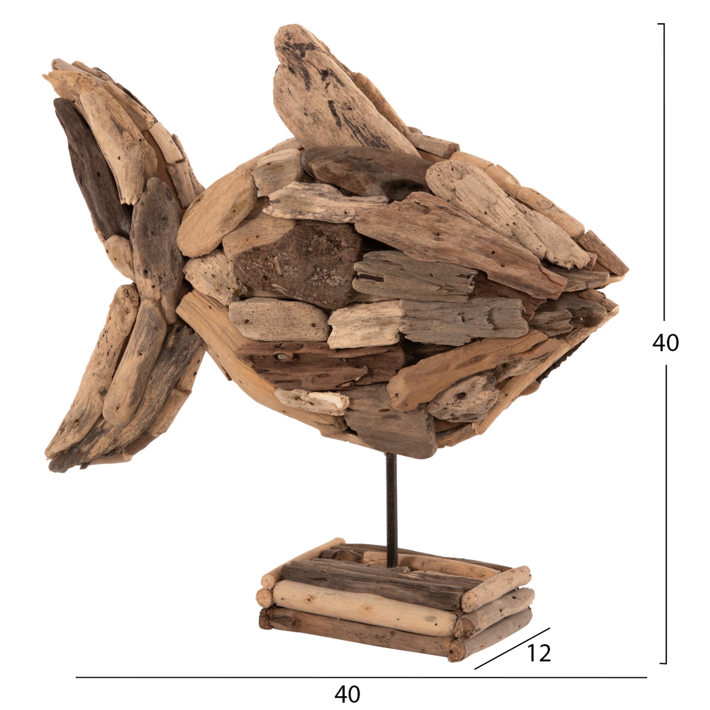 Table Decoration Fish Hm4271 Driftwood In Natural 40x12x40hcm.