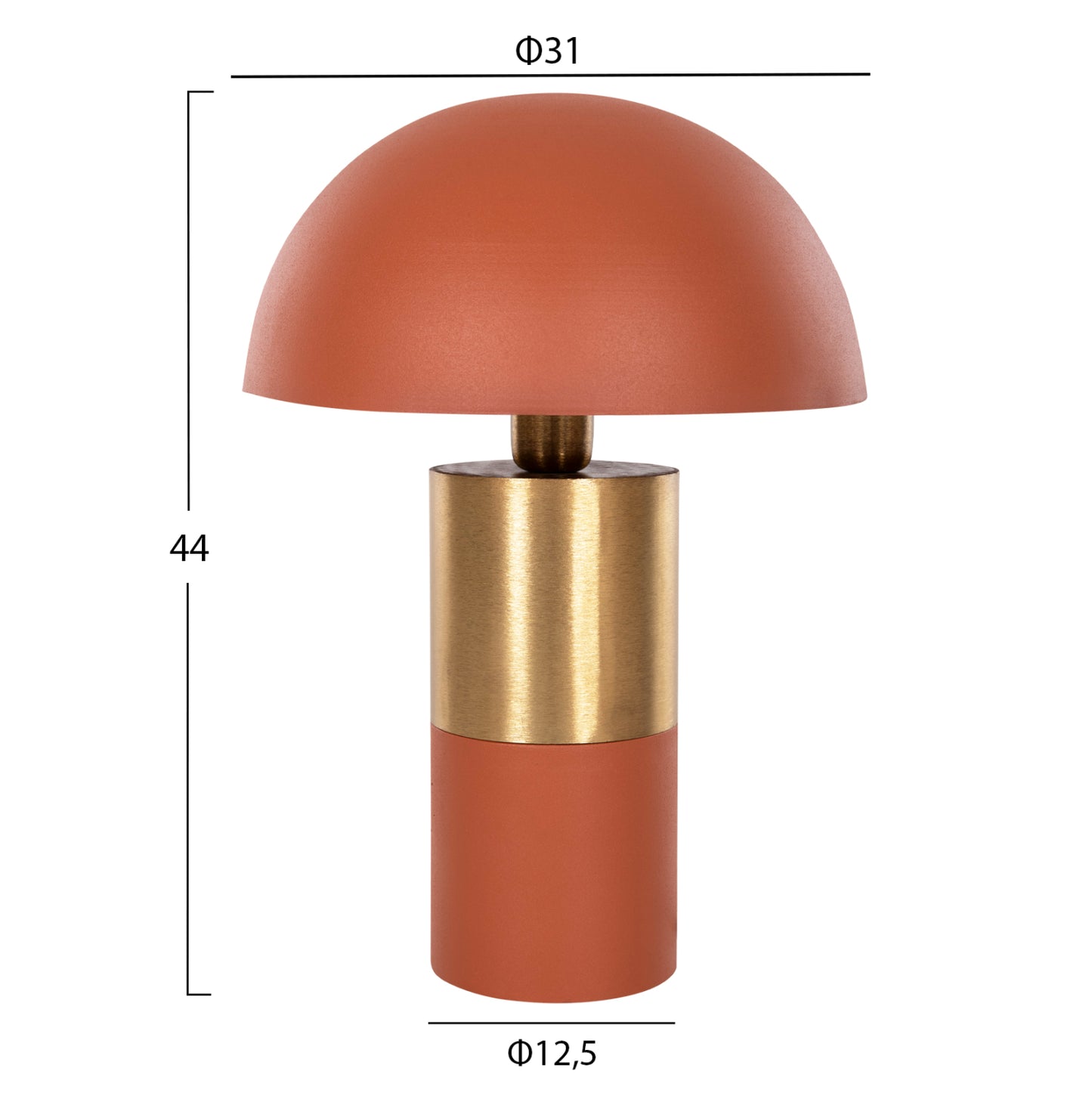 Table Lamp Pune Hm4252.08 Metal In Orange-gold Φ31x44hcm.