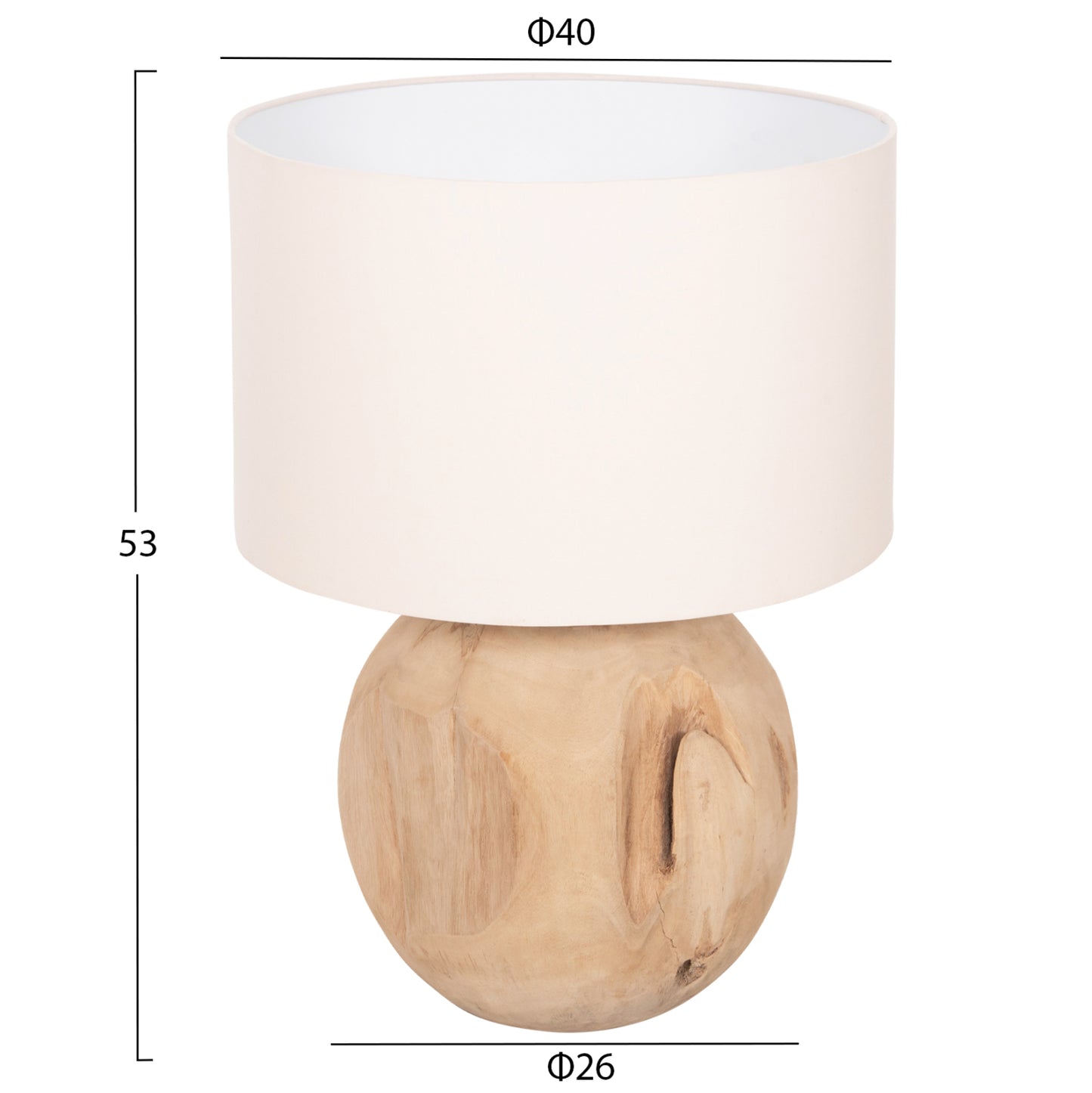 Table Lamp Oranye Hm4421 Teak Wood-white Pvc Cap Φ40x53hcm.