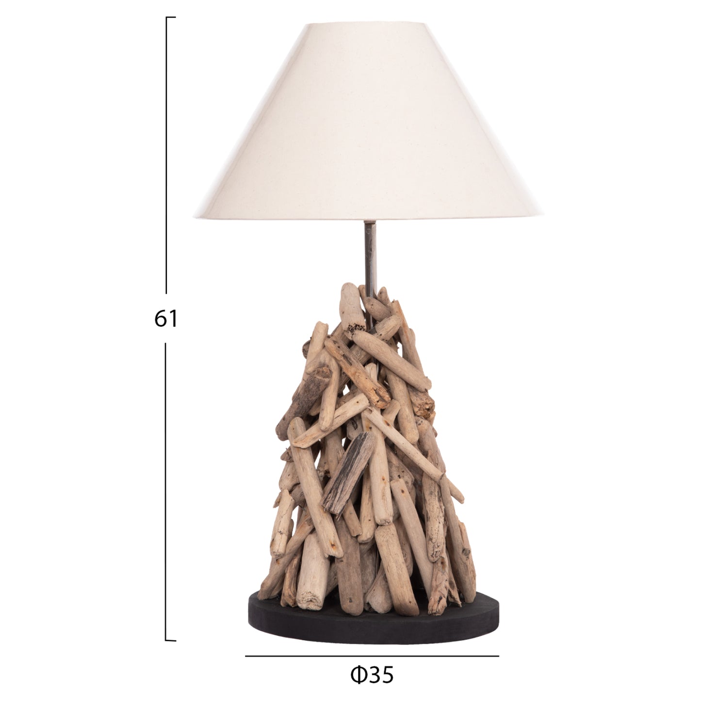 Table Lamp Twiggy Hm4423 Driftwood & White Cap Φ35x61hcm.