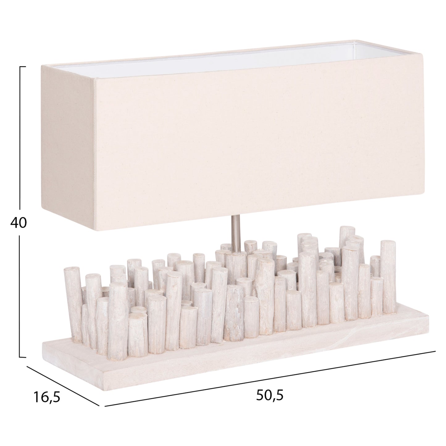 Table Lamp Twiggy Hm4426 Driftwood & Cap In White 50.5x16.5x40hcm.