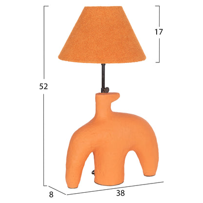 Table Lamp Bofel Hm4697 Terracotta In Orange--teddy Fabric Cap 30x8x52hcm.