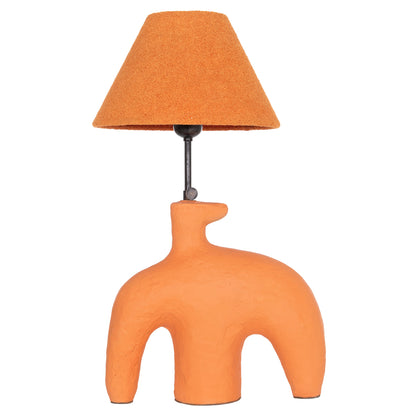 Table Lamp Bofel Hm4697 Terracotta In Orange--teddy Fabric Cap 30x8x52hcm.