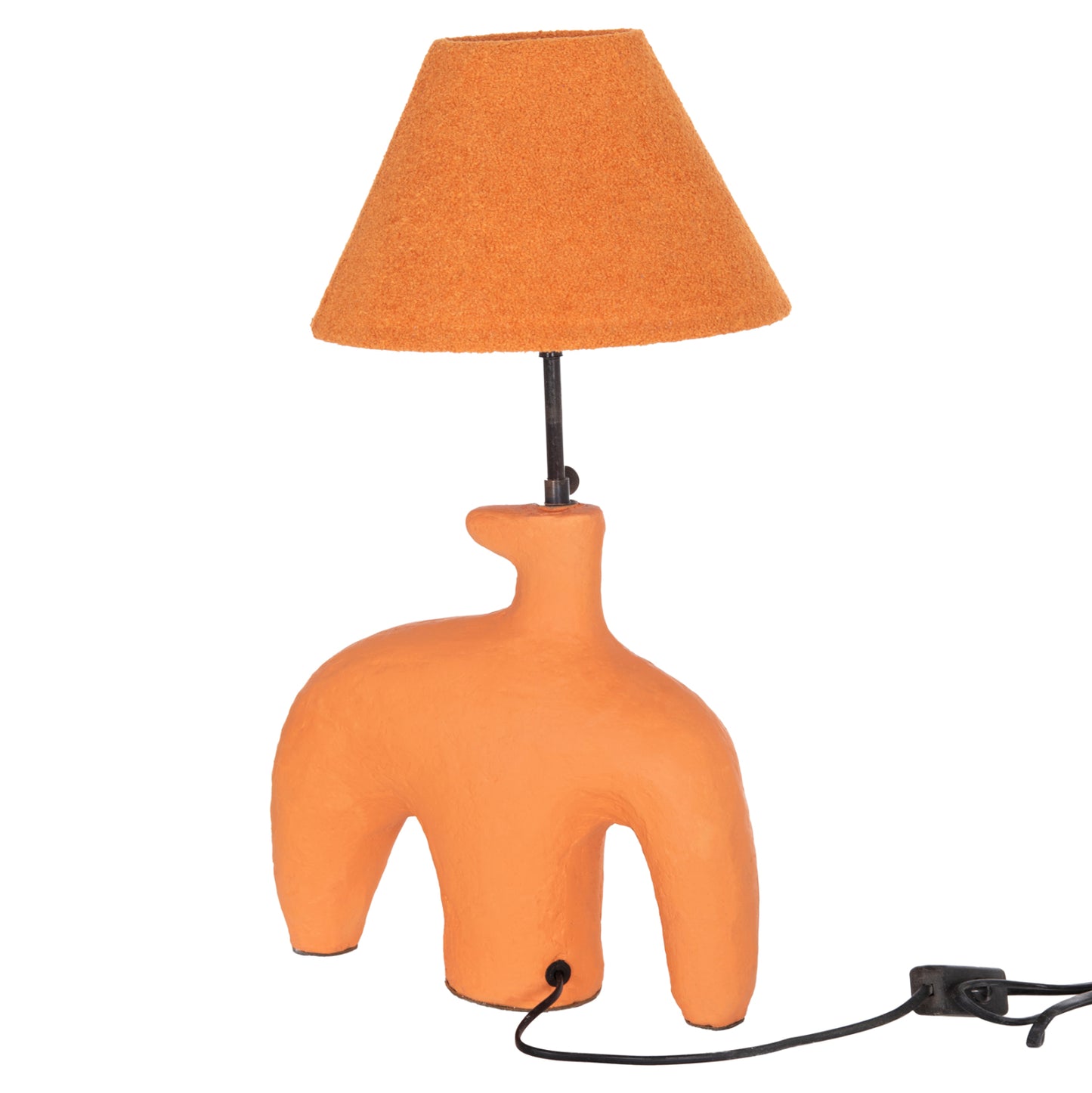 Table Lamp Bofel Hm4697 Terracotta In Orange--teddy Fabric Cap 30x8x52hcm.