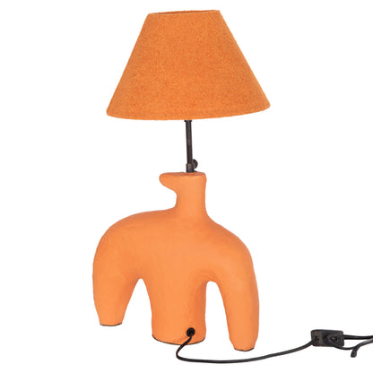Table Lamp Bofel Hm4697 Terracotta In Orange--teddy Fabric Cap 30x8x52hcm.