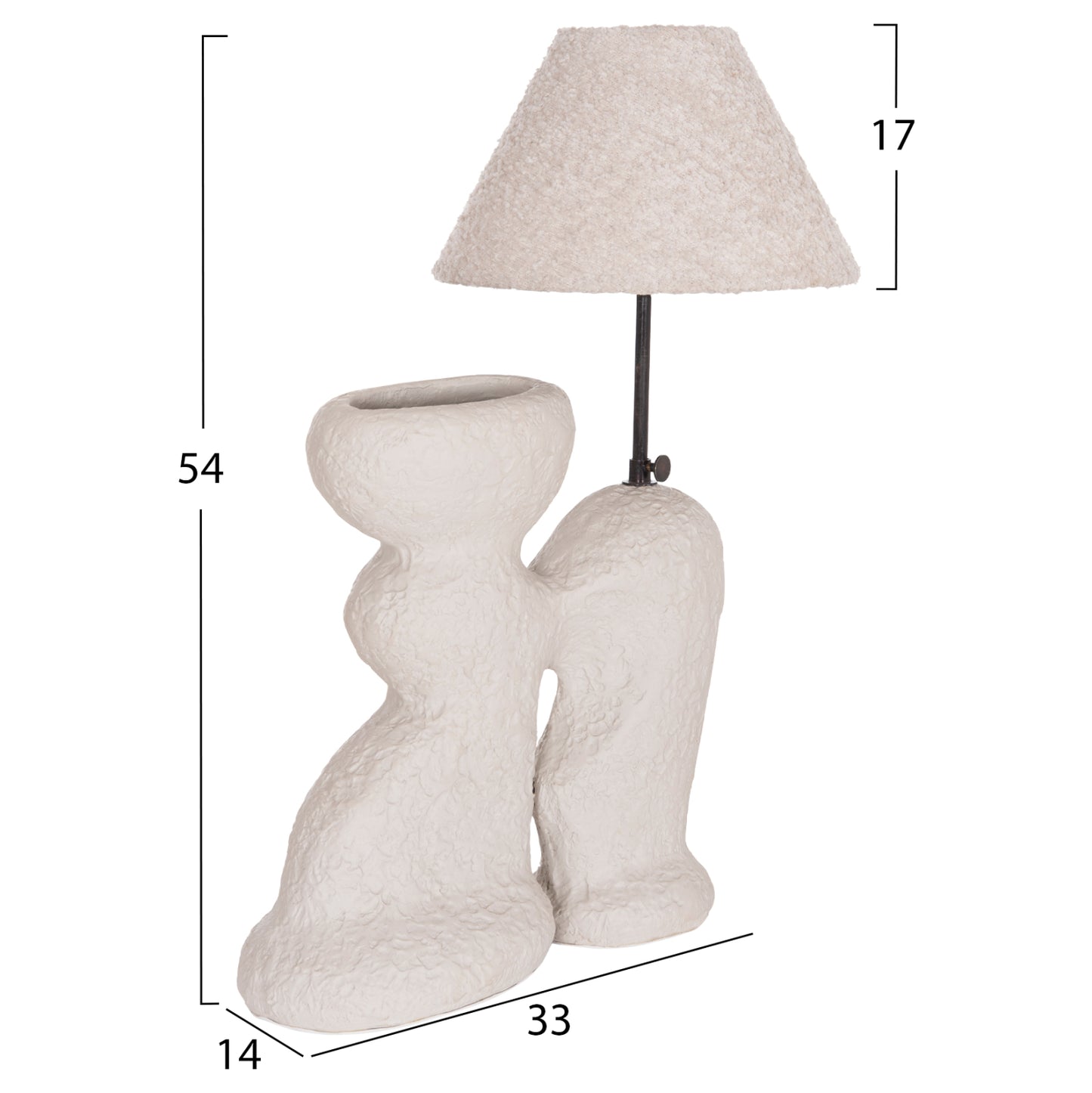 Table Lamp Bofel Hm4699.03 Terracotta In Light Grey--teddy Fabric Cap 33x14x54hcm.