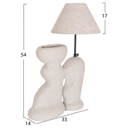 Table Lamp Bofel Hm4699.03 Terracotta In Light Grey--teddy Fabric Cap 33x14x54hcm.