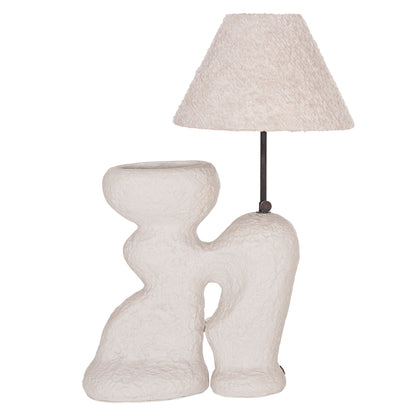 Table Lamp Bofel Hm4699.03 Terracotta In Light Grey--teddy Fabric Cap 33x14x54hcm.