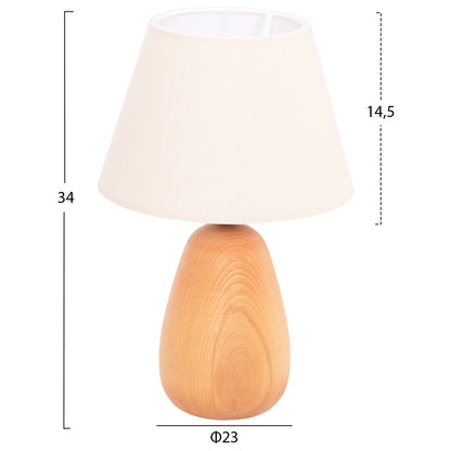 Table Lamp Conni Hm4710 Cream White Cap-wooden Base Φ23x34hcm.