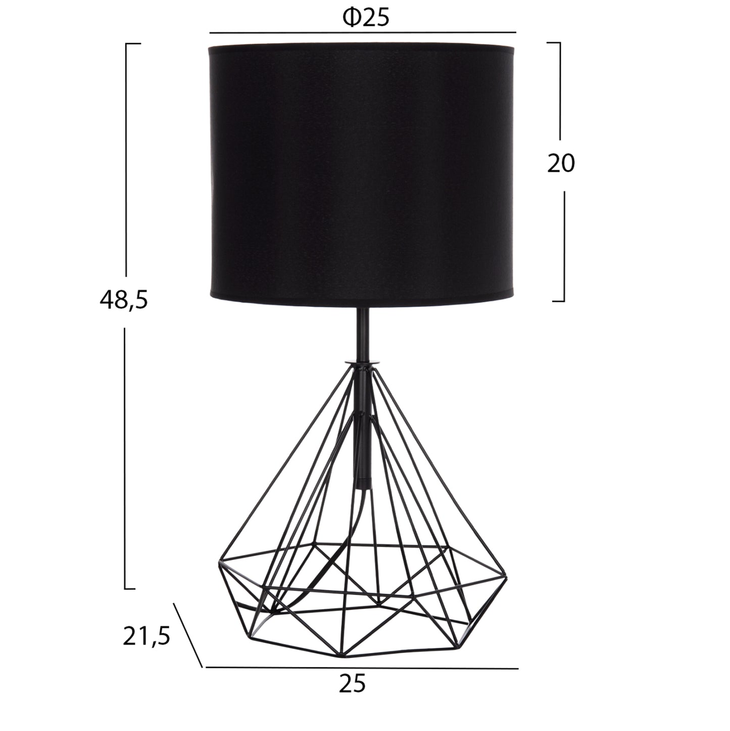 Table Lamp Geilo Hm7416.11 Metal In Black--black Pvc Cap Φ25x48.5hcm.