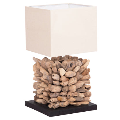 Table Lamp Cube Shape Twiggy Hm4425 Driftwood & White Cap 24x24x46hcm.