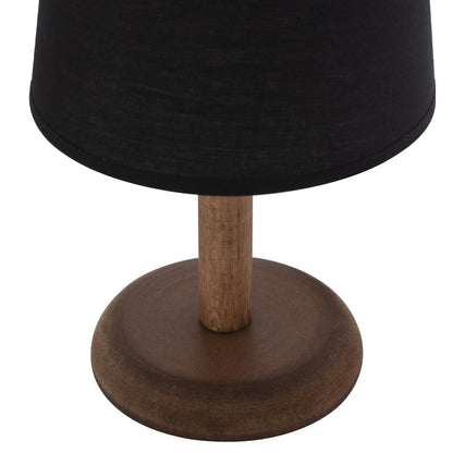 Table Lamp Walnut Color Wood With Cylindrical Black Cap Φ15x34hcm.hm7692.01