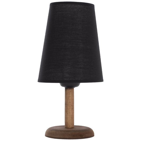 Table Lamp Walnut Color Wood With Cylindrical Black Cap Φ15x34hcm.hm7692.01