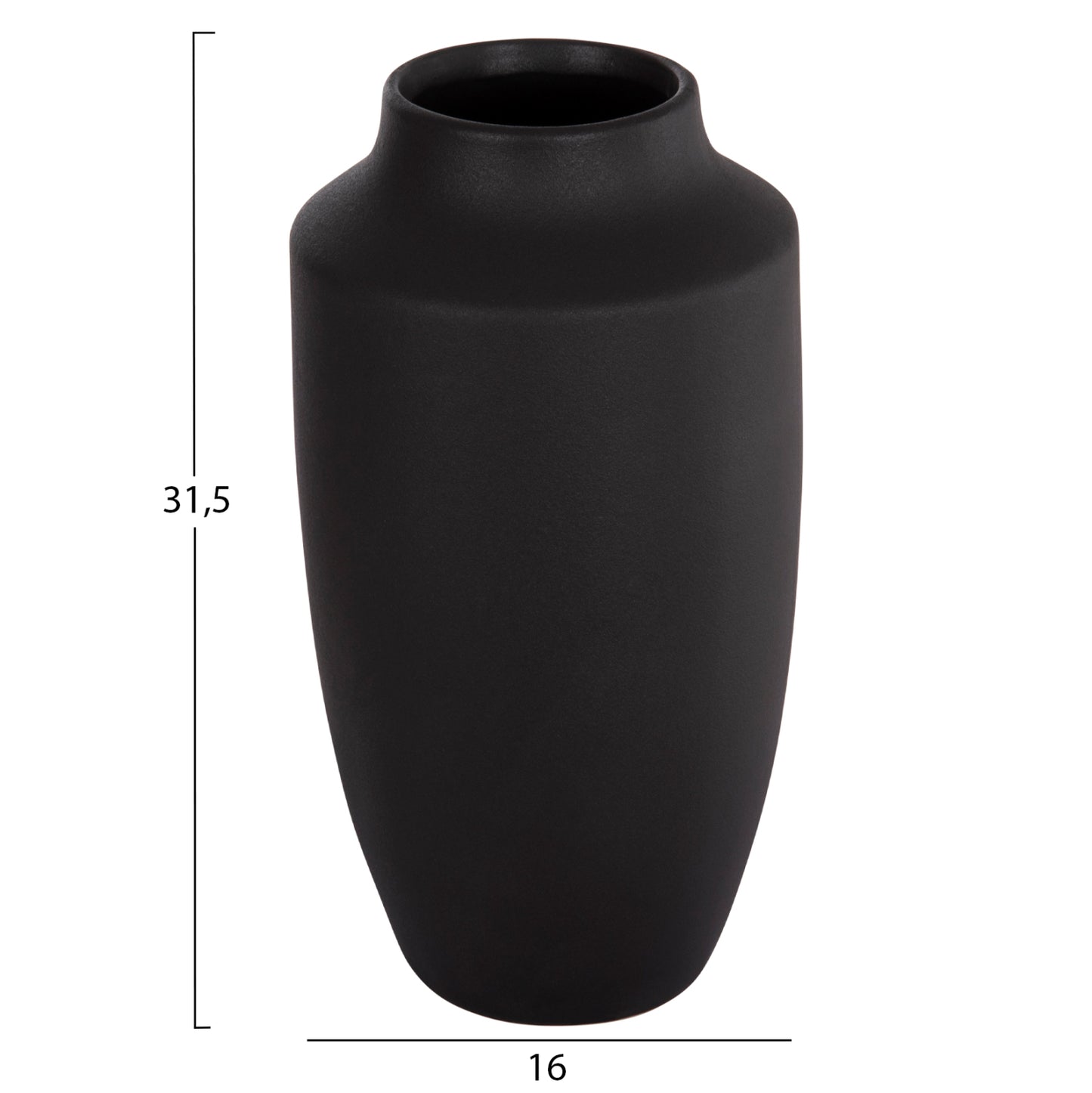 Ceramic Table Decor "galad" Hm4588.02 Black Matte Φ16x32hcm.