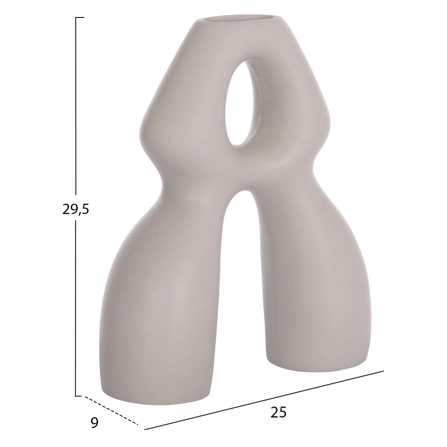 Ceramic Table Decor Isil Hm4598.03 Matte Grey 26x9.5x29.5hcm.