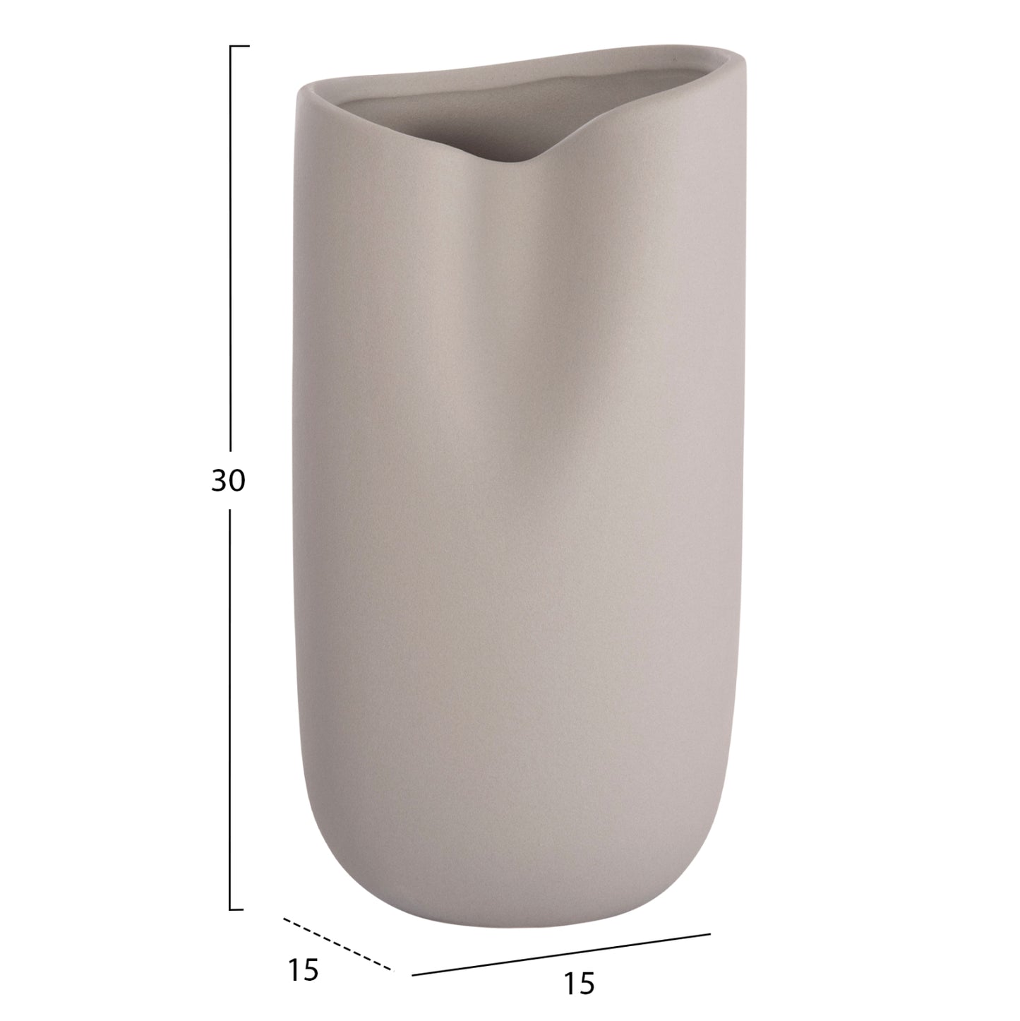 Ceramic Table Decor Glaze Hm4607.03 Matte Grey 15,2x15x30hcm