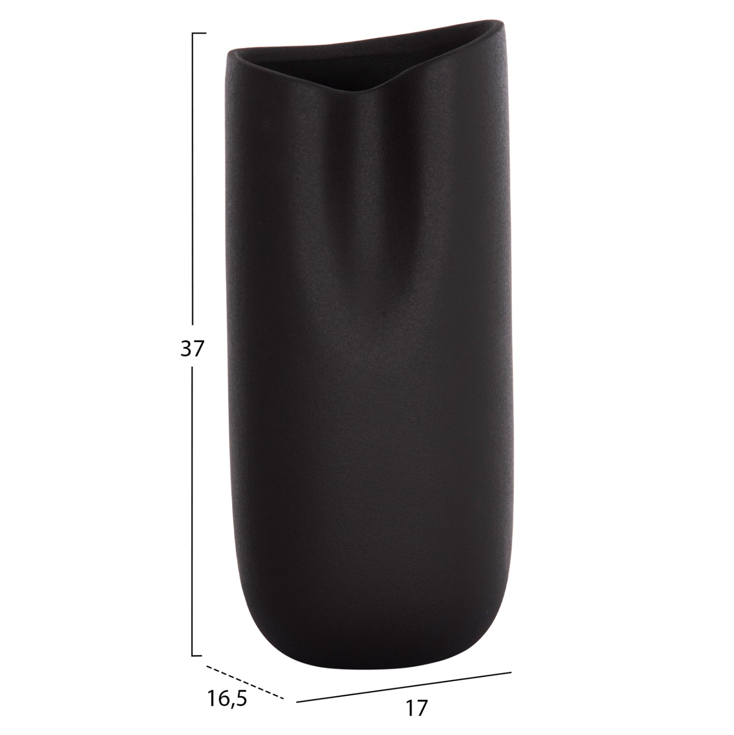 Ceramic Table Decor Glaze Hm4606.02 Matte Black 17x16.5x38hcm.