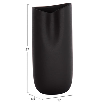 Ceramic Table Decor Glaze Hm4606.02 Matte Black 17x16.5x38hcm.