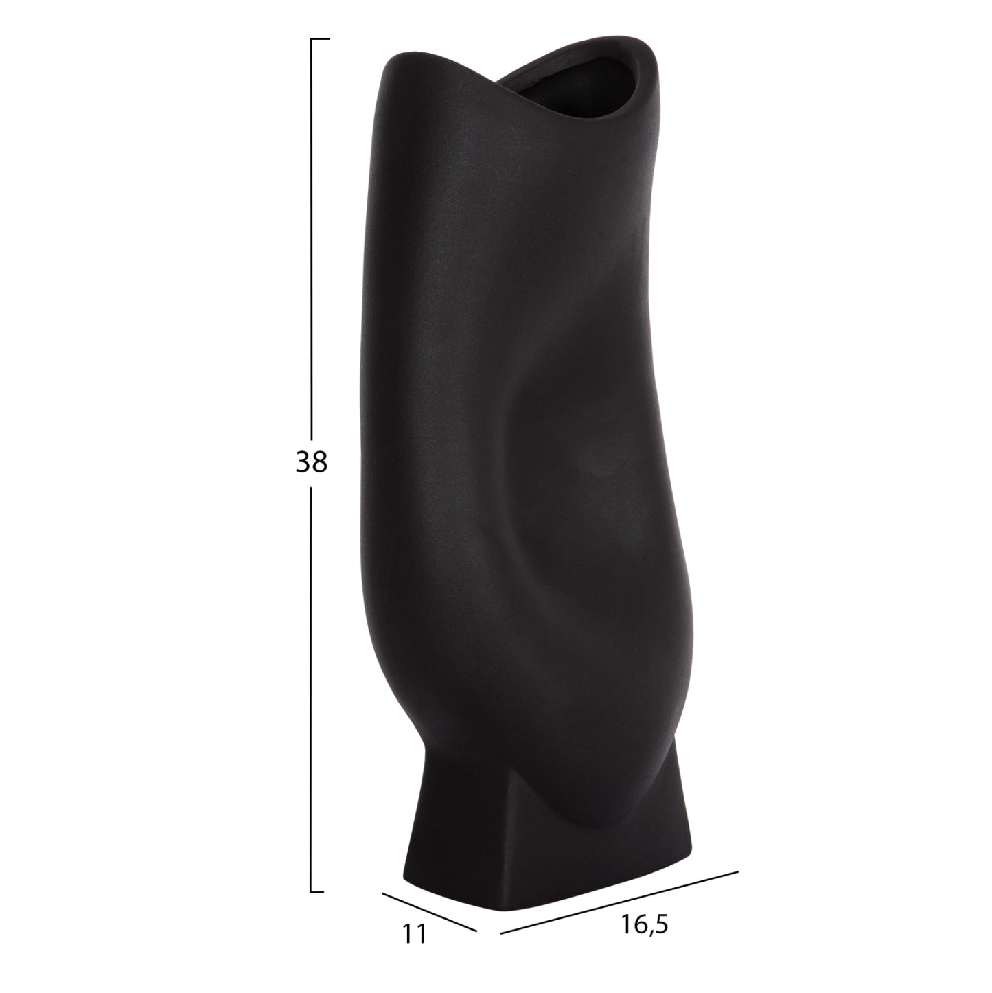 Ceramic Table Decor Series Glaze Hm4609.02 Matte Black 16.5x11x38hcm.