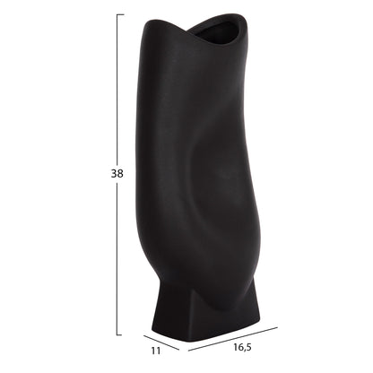 Ceramic Table Decor Series Glaze Hm4609.02 Matte Black 16.5x11x38hcm.