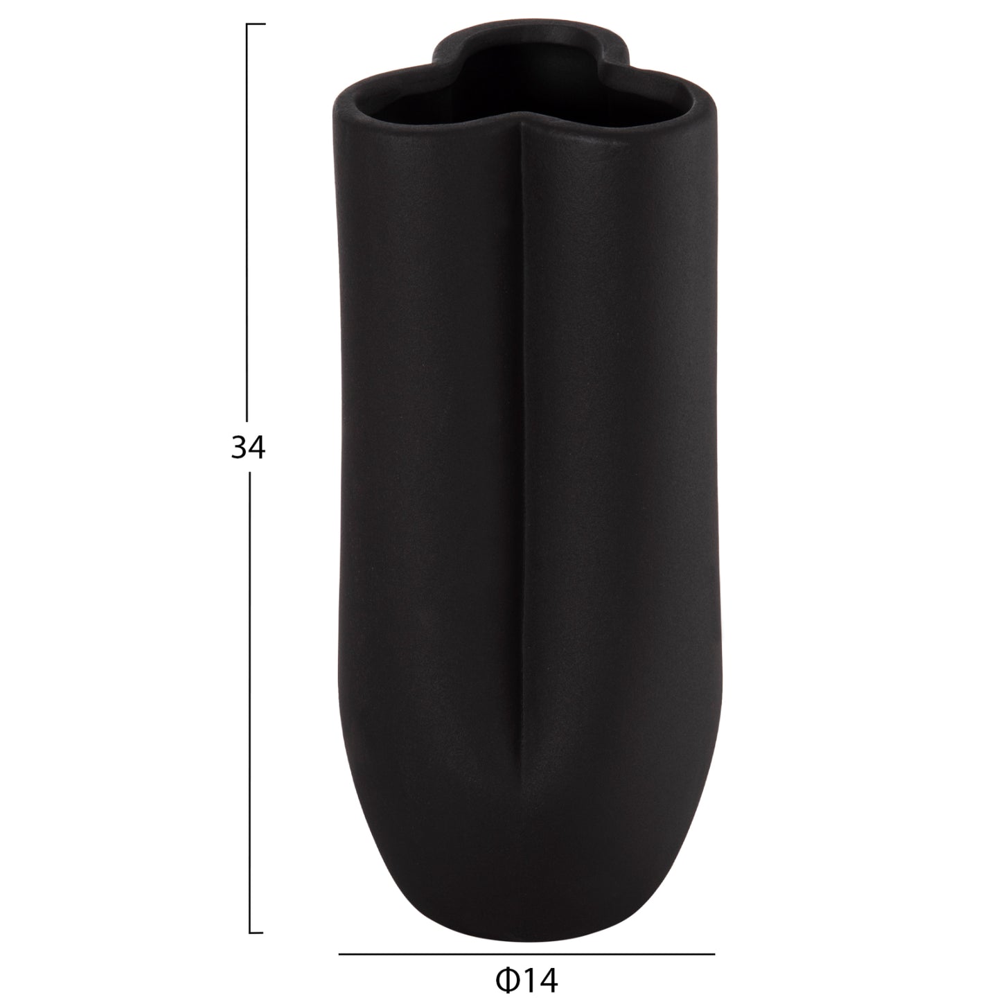 Ceramic Table Decor Glaze Hm4611.02 Matte Black Φ14x34hcm.