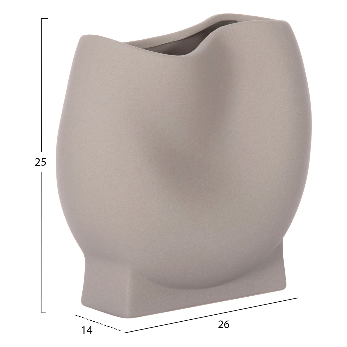 Ceramic Table Decor Glaze Hm4610.03 Matte Grey 26x14x25hcm