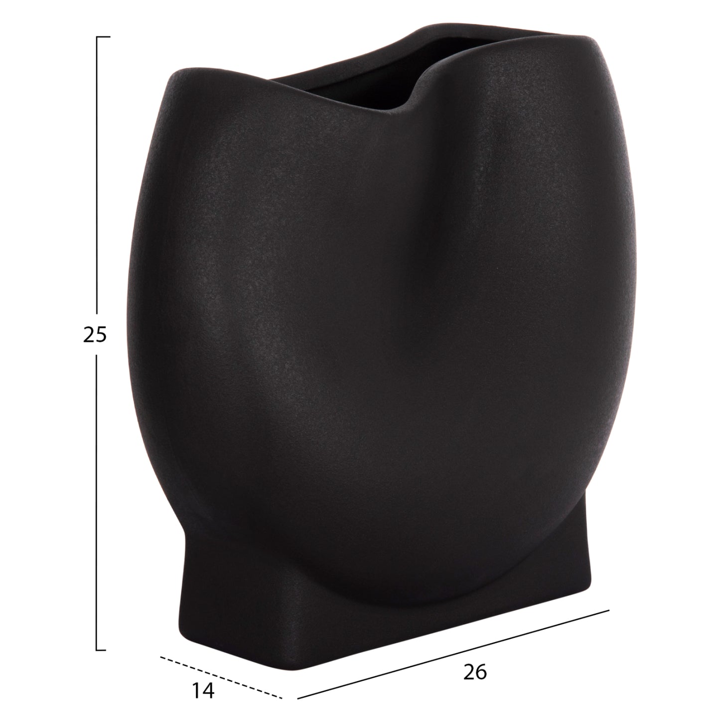 Ceramic Table Decor Glaze Hm4610.02 Matte Black 26x14x25hcm