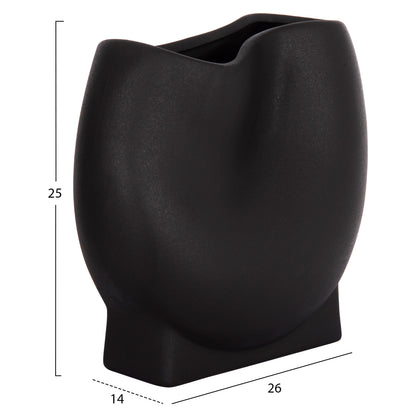 Ceramic Table Decor Glaze Hm4610.02 Matte Black 26x14x25hcm