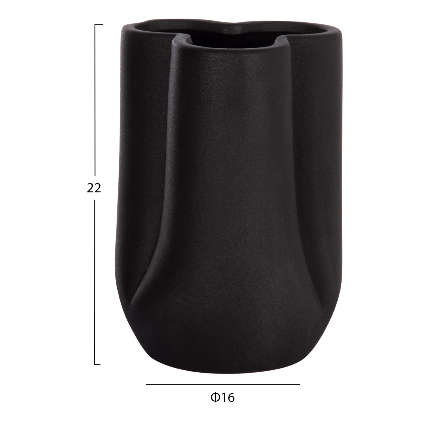 Ceramic Table Decor Glaze Hm4613.02 Matte Black Φ16x22hcm.