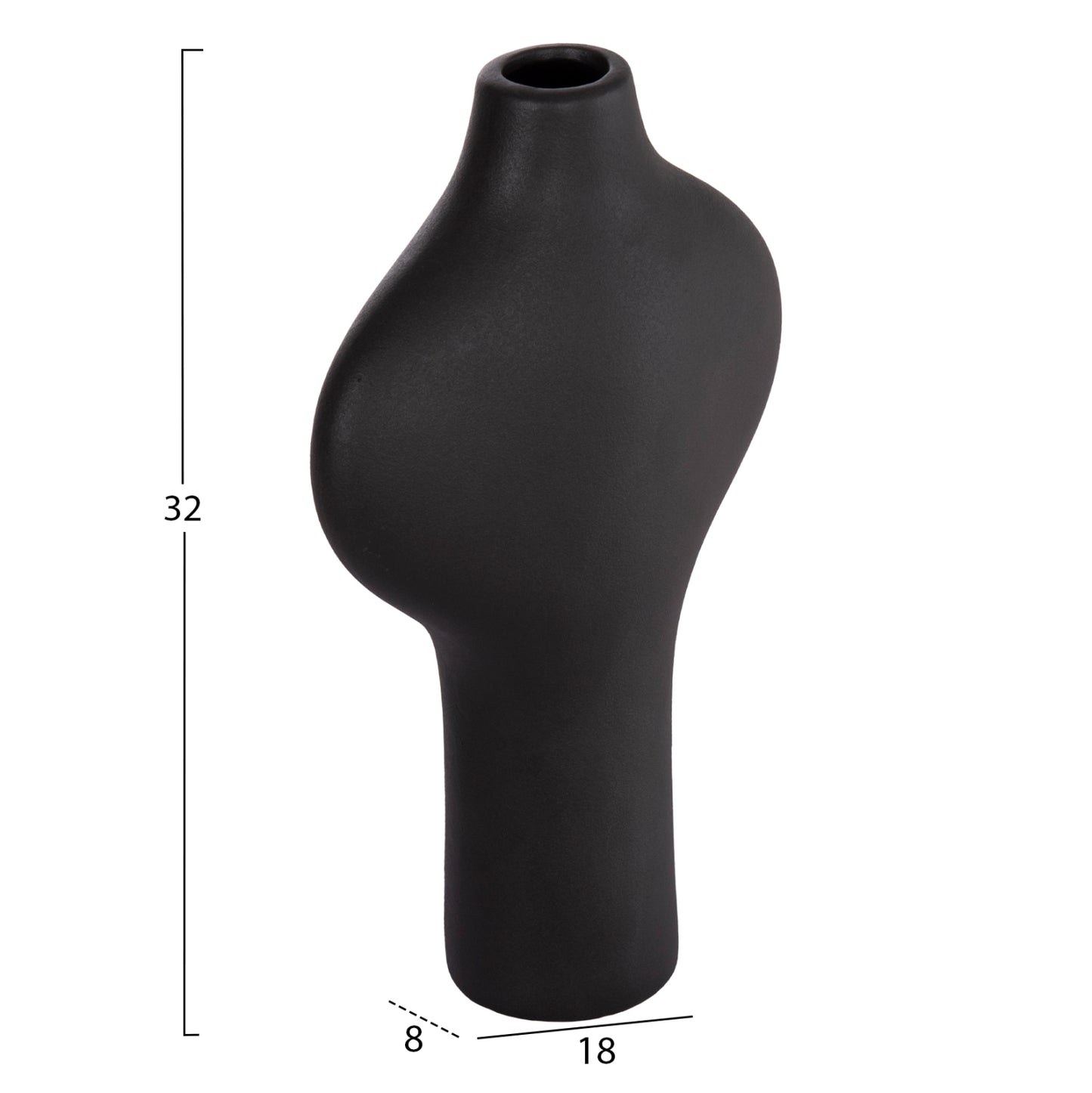 Ceramic Table Decor Series Arken Hm4621.02 Matte Black 18x8x32hcm.