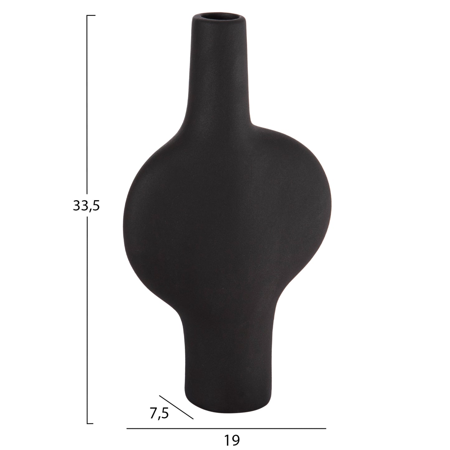 Ceramic Table Decor Series Arken Hm4620.02 Matte Black 19x7,5x33,5hcm.