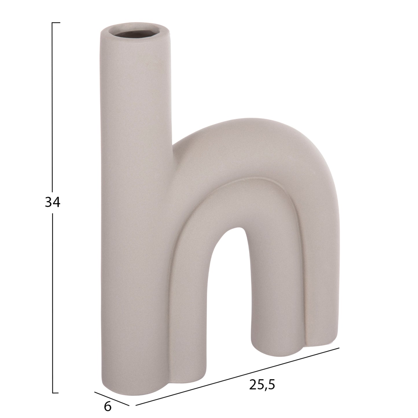 Ceramic Table Decor Arcon Hm4638.03 Matte Grey 25,5x6x34h Cm.