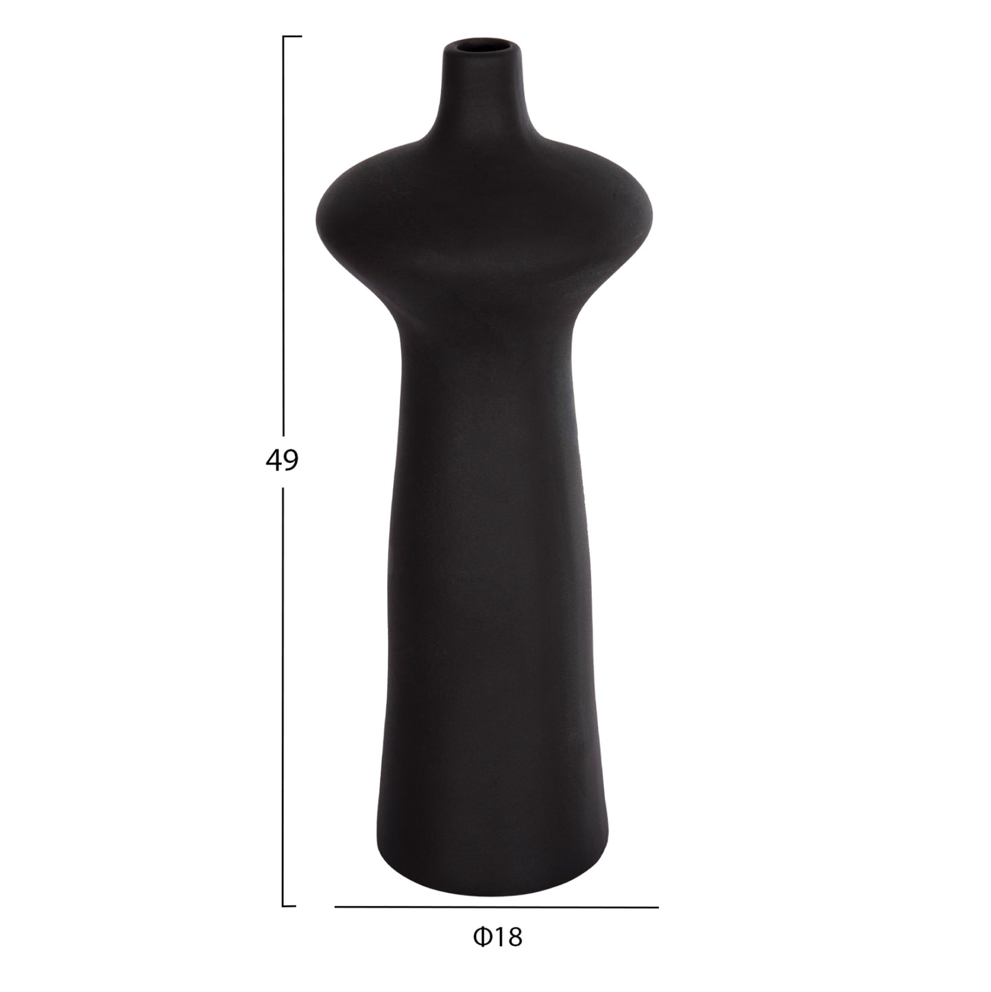 Ceramic Table Decor Scepter Hm4636.02 Matte Black Φ18x49hcm.
