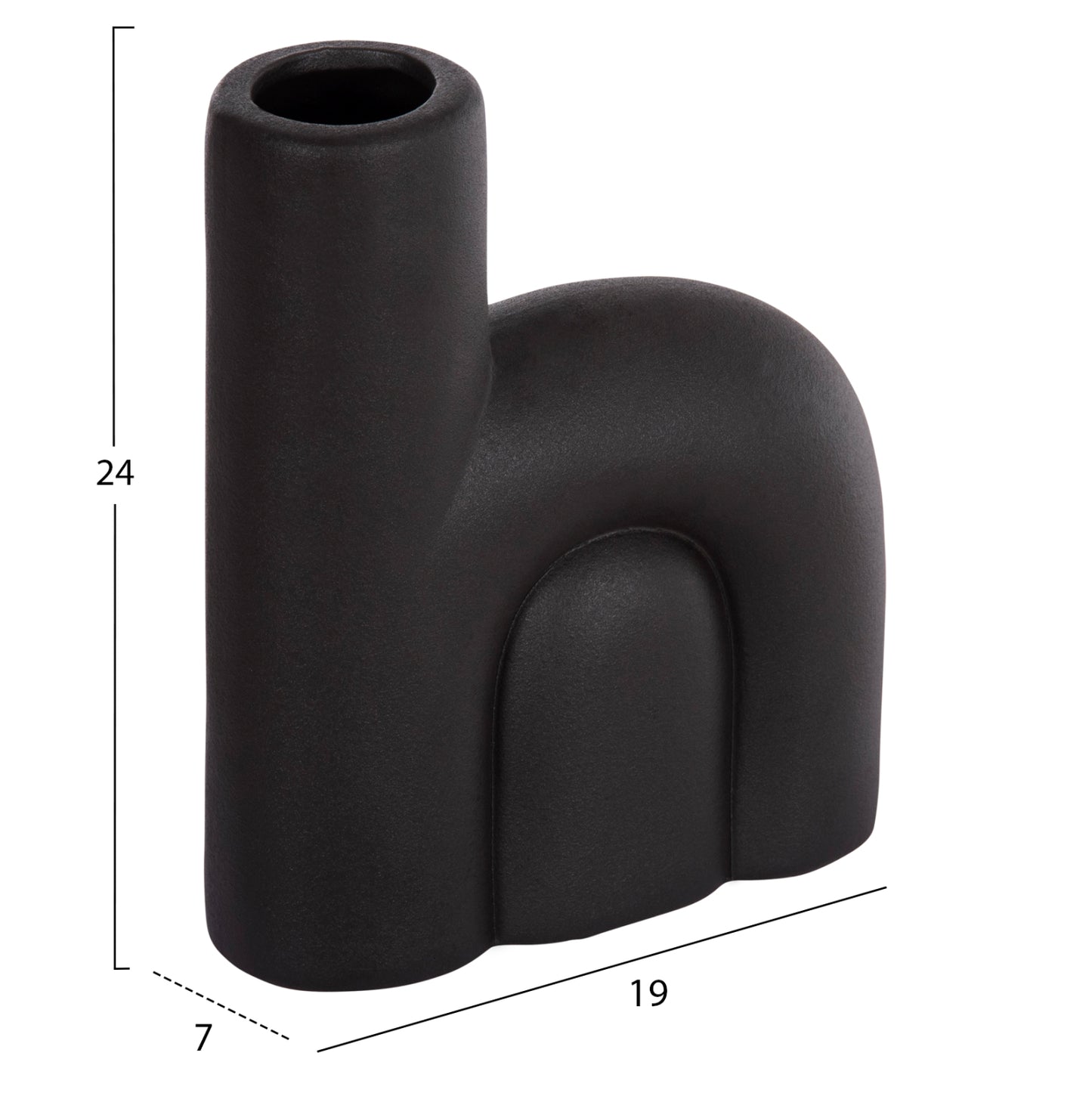 Ceramic Table Decor Arcon Hm4640.02 Matte Black 19x7x24hcm.